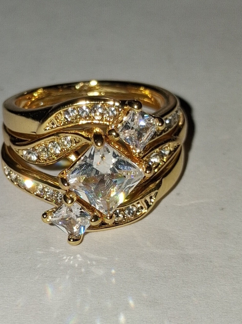 18K Gold 3 Piece Ring Set
